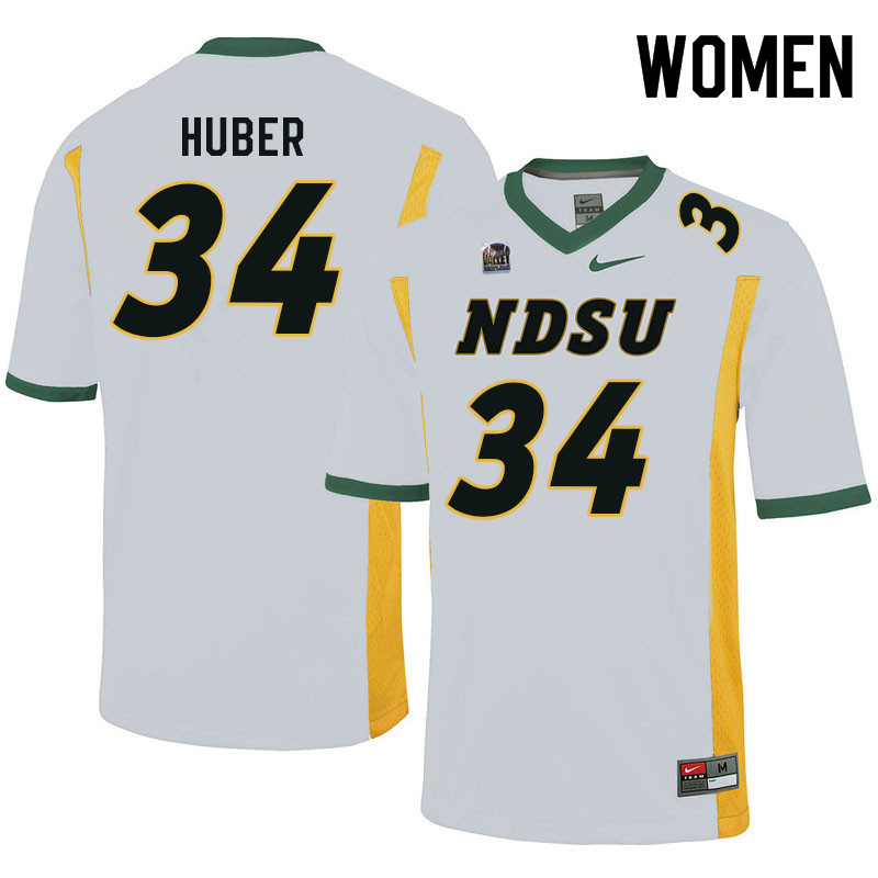 Women #34 Kegan Huber North Dakota State Bison College Football Jerseys Sale-White - Click Image to Close